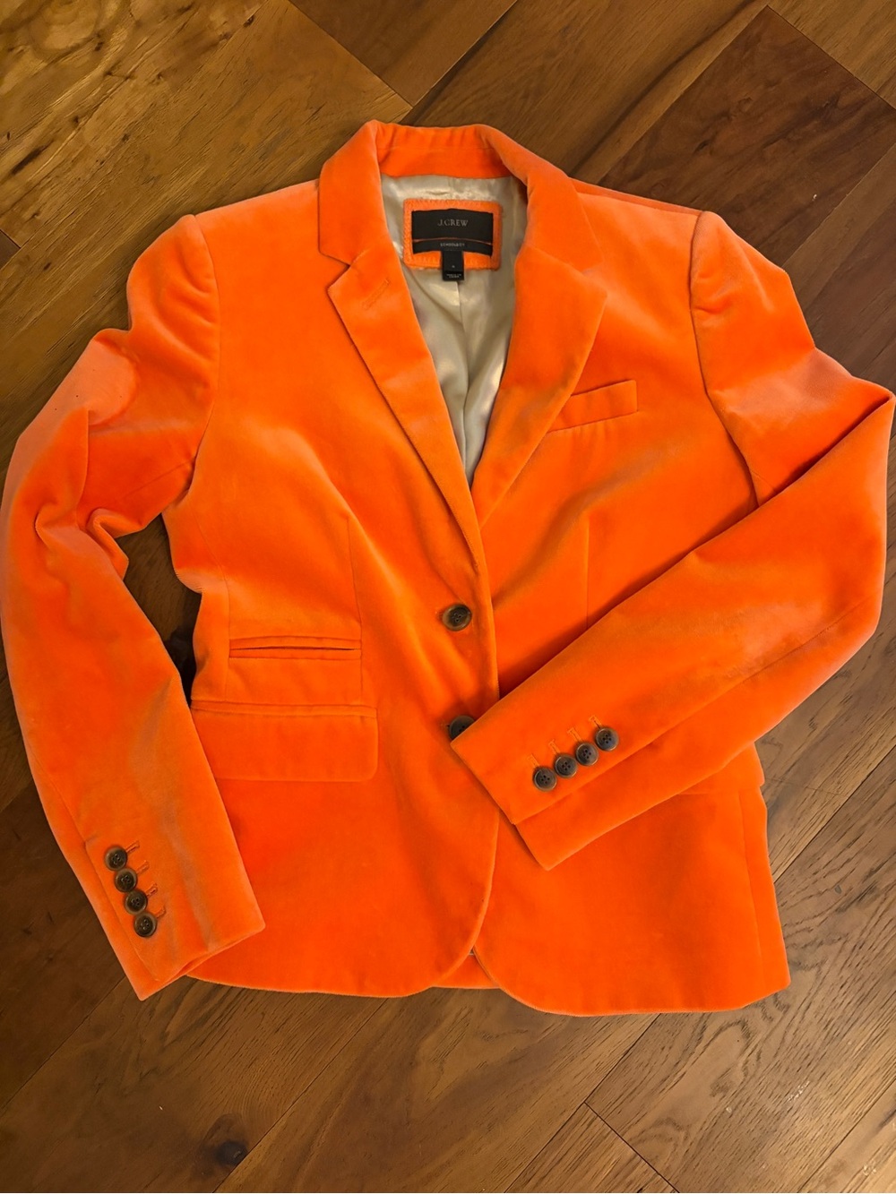 J. Crew Women's Orange Velvet Schoolboy Blazer